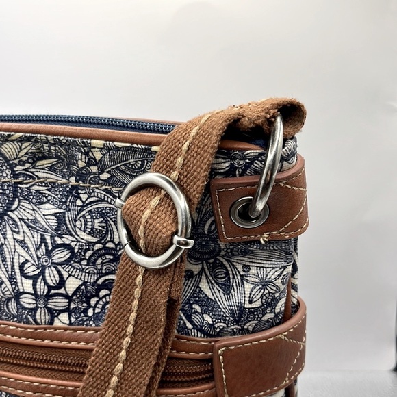 SAKROOTS CROSSBODY/SHOULDER BAG-NAVY/WHITE DESIGNS-LEATHER LIKE ACCENTS - Picture 6 of 9